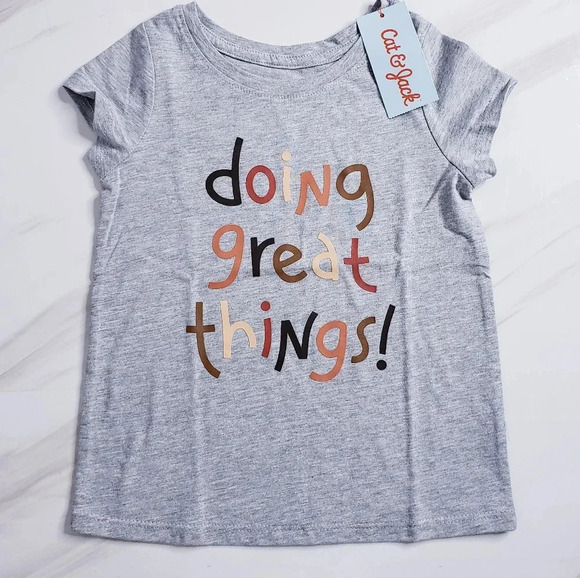 Cat & Jack Doing Great Things Graphic Short Sleeve Tee Shirt Fall Colors Unisex - Picture 1 of 10